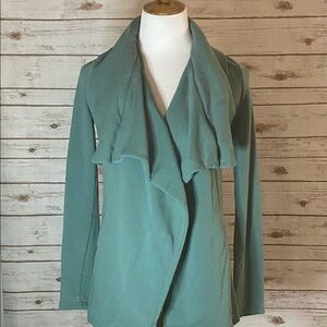 Anthropologie Saturday Sunday lagenlook green cotton waterfall cardigan jacket